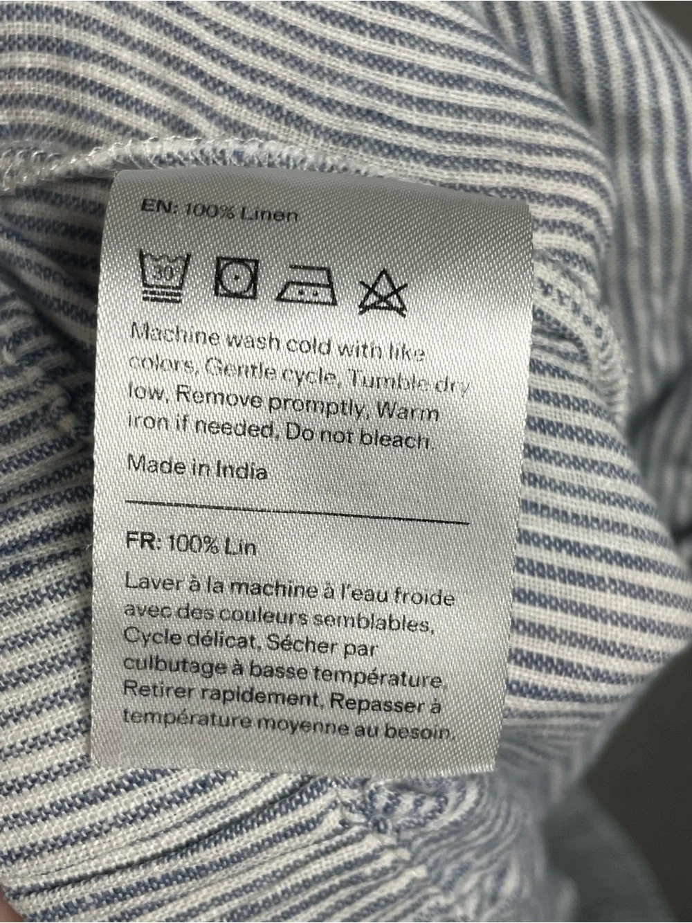Quince 100% European Linen Pants Blue Pinstripe Size XL Drawstring Comfort
